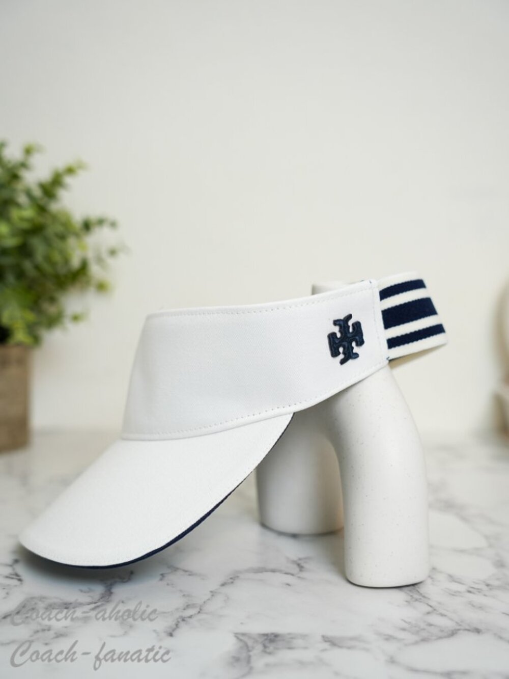Tory Burch Sport Visor Performance Embroidered Big Logo Snow White NWT